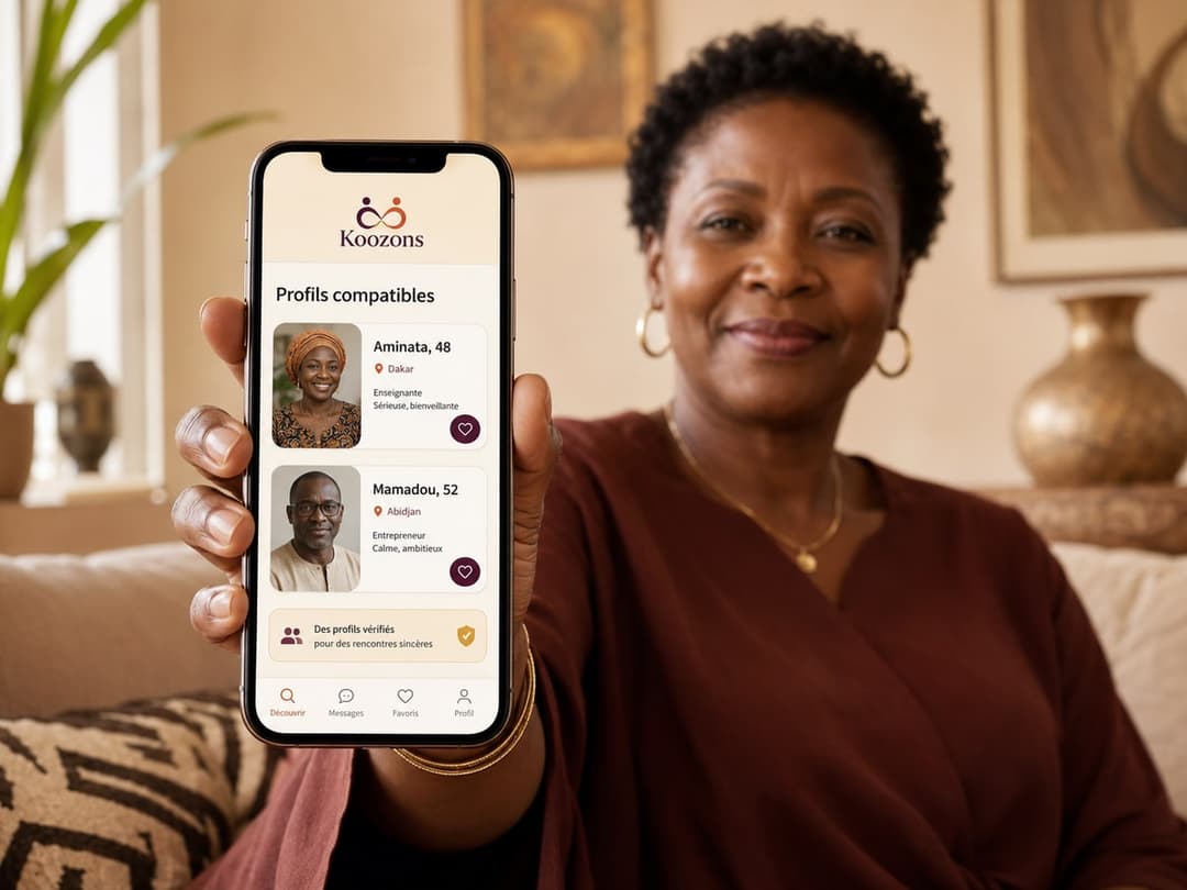 Un couple consultant des profils Koozons sur smartphone